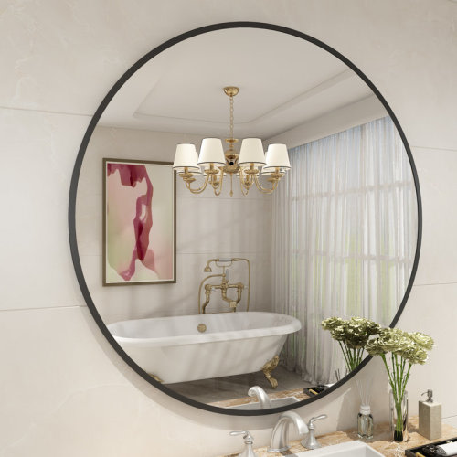 Orren Ellis Aevar Round High Quality Aluminum Alloy Framed French Cleat Mounted Wall Decor Bathroom Vanity Mirror with 5-Year Warranty "& Reviews" | Wayfair