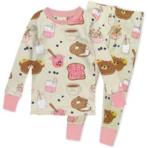 HonestBaby 2-Piece Pajamas Sleepwear Pjs 100% Organic Cotton for Baby, Toddler, Kids, Girl