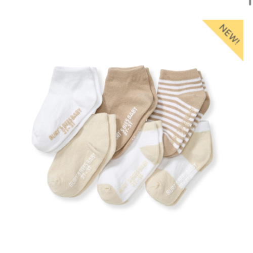 Solid and Stripes Organic Cotton Baby Ankle Socks 6 Pack Oat