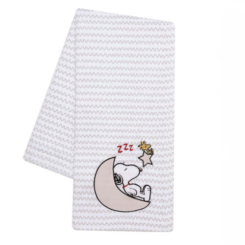 Snoopy Love Soft White/Taupe Fleece Baby Blanket w/ Applique – Lambs & Ivy