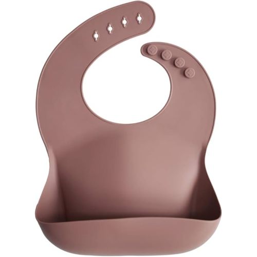 mushie Silicone Baby Bib | Adjustable Fit Waterproof Bibs (Woodchuck)
