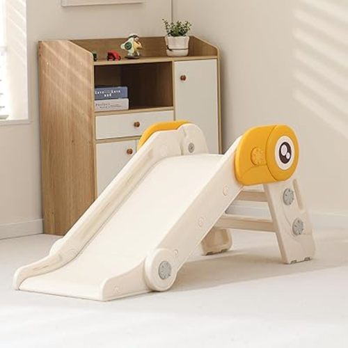 Kids Folding Slide is Suitable for 1-3 Year Old Children in Indoor and Outdoor playgrounds. Easy to Assemble Independent Slide Climbers(White)