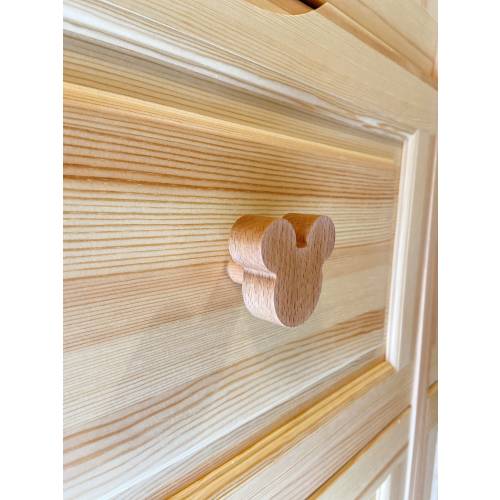 6pc Wooden Mouse Knob (Natural Wood Color) for Dresser Drawers | Mouse Furniture Hardware for Bathroom, Kitchen & Nursery