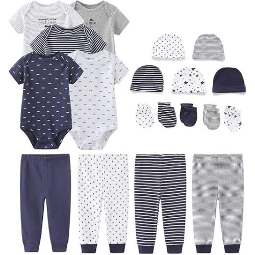 Kiddiezoom Unisex Baby Layette Essentials Giftset Clothing Set 19-Piece For Newborn Baby