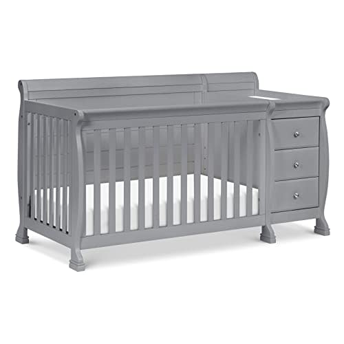DaVinci Kalani 4-in-1 Convertible Baby Crib & Changing Table Combo - GREENGUARD Gold Certified - Toddler Bed, Daybed, Full-Size Bed Conversion - 4 Adjustable Mattress Heights - Gray