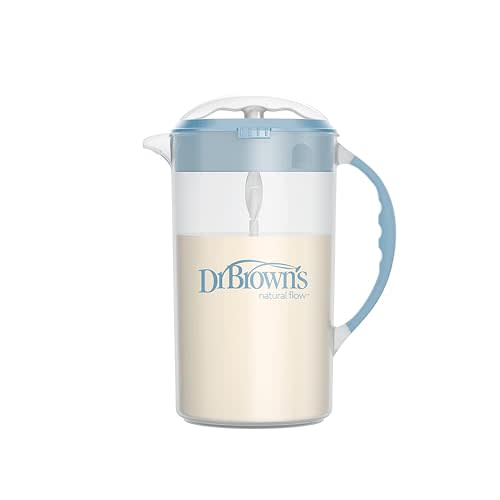 Dr. Brown's Baby Formula Mixing Pitcher with Adjustable Stopper, Locking Lid & No Drip Spout, Blue, BPA Free, 36oz, 1 Pack