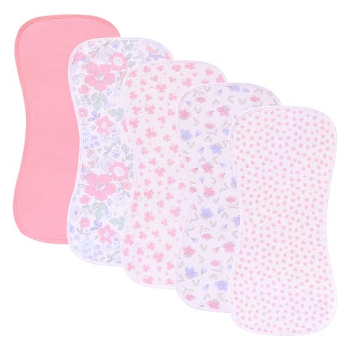 sleepyturtle 5 Pack Waterproof Baby Burp Cloths Extra Absorbent and Soft