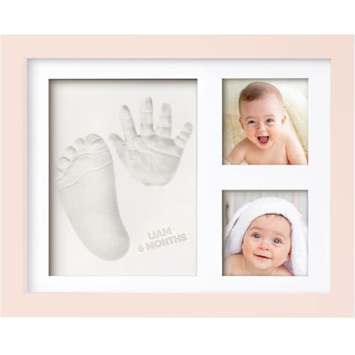 Baby Hand and Footprint Kit - Baby Footprint Kit, Baby Keepsake, Baby Shower Gifts for Mom, Baby Picture Frame for Baby Registry Boys, Girls, Personalized Baby Gifts, Mother's Day Gifts (Petal Pink)
