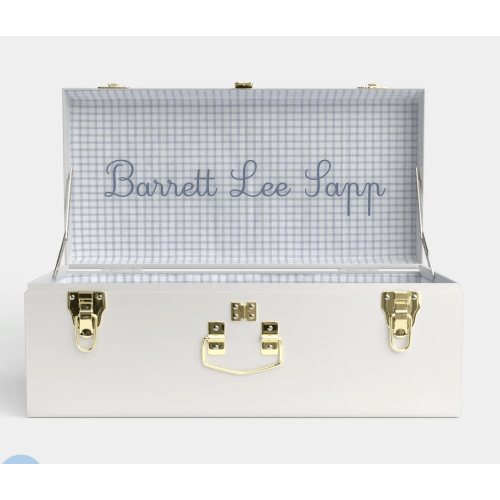 Petite Trunk - White - Picnic in Blue / Embroidery