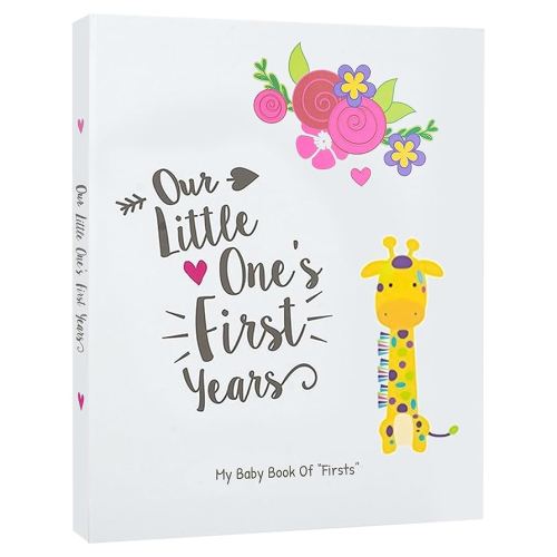 Ronica First Year Baby Memory Book & Baby Journal - Modern Baby Shower Gift & Keepsake for New Parents to Record Photos & milestones - Five Year Scrapbook & Picture Album for boy & Girl Babies