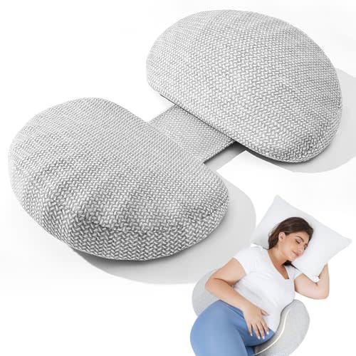 Tinkerz Pregnancy Pillow for Sleeping Memory Foam Pillow for Side Sleeper, Maternity Pillow Support for Back, Belly, HIPS for Pregnant Women, Portable and Adjustable Travel Wedge Pillows Grey