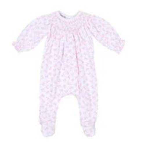 Magnolia Baby Baby Bows Bishop Printed Footie Pink