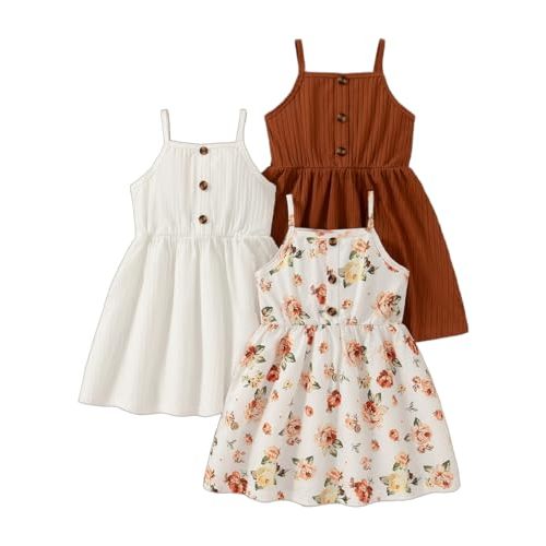 VARMILO Girls Dresses Toddler Girls Dress 3-Pack Summer Casual Party Print Skater Dress Sundress