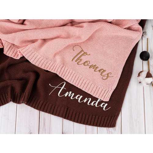 Personalized Embroidered Baby Blanket,Baby Blanket with name,Newborn Baby Gift,Soft Breathable Cotton Knit blanket,baby shower Gifts