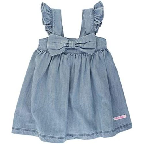 RuffleButts® Baby/Toddler Girls Printed Pinafore Cross-Back Sun Dress, Short Sleeve/Sleeveless Styles