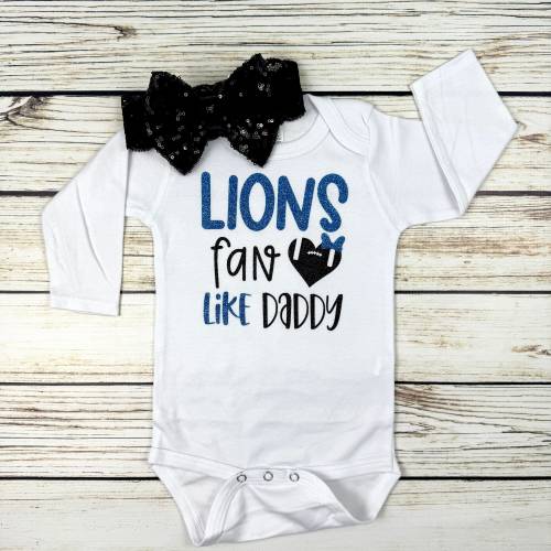 Lions Fan Like Daddy Football Bodysuit Outfit For Baby Girl