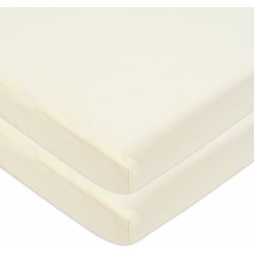American Baby Company 2 Pack Fitted Pack N Play Playard Sheet 27" x 39", Soft Breathable Neutral 100% Cotton Jersey Pack and Play Sheet, Cream, for Boys and Girls, Fits Most Mini Crib