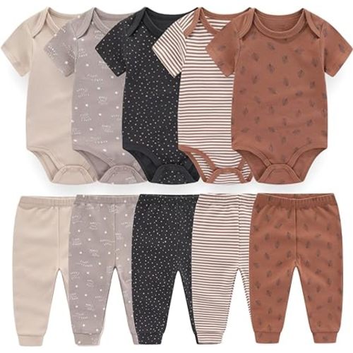 Baby Layette Set Baby Boys' 9-Piece Bodysuits Pants Set Toddler Girl Boy Unisex Baby Gift Sets