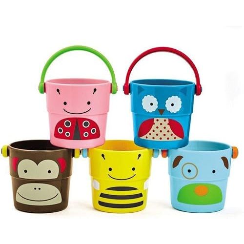 Skip Hop Baby Bath Toy, Zoo Stack & Pour Buckets