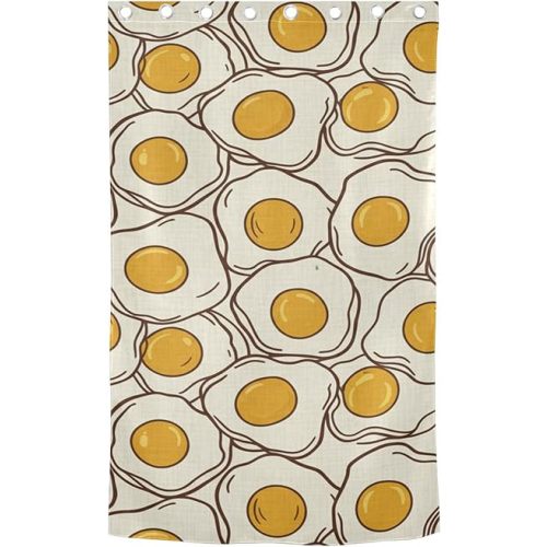 J JOYSAY Cartoon Fried Egg Print Blackout Window Curtain Panels Thermal Insulated Window Drapes Grommet Blackout Drapes for Bathroom Living Room Bedroom 84 x 52 Inch