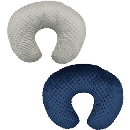 Little Jump 2 Pack Nursing Pillow Cover Slipcover for Breastfeeding Pillows, Soft and Comfortable Safely Fits On Standard Infant Nursing Pillows (Grey & Blue)