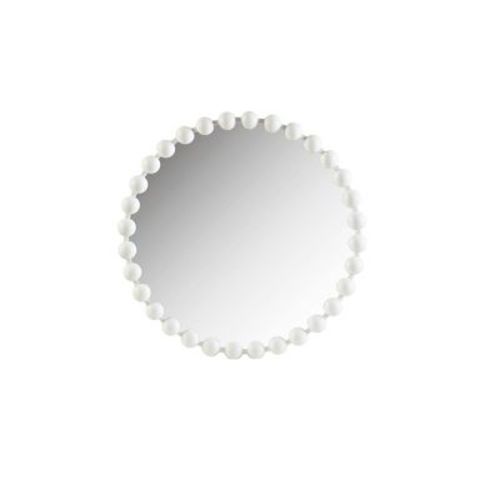 Madison Park 27" Marlowe Beaded Round Wall Mirror White : Glamorous Iron Frame, No Assembly Required
