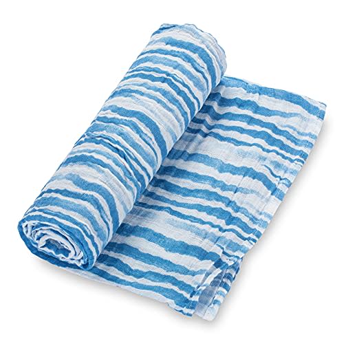 LollyBanks Muslin Swaddle Blanket | 100% Cotton | Newborn and Infant Blanket | Large 47 x 47 inches for Boys | Light Weight and Breathable | Ocean Theme Prints