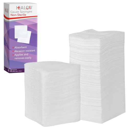 HEALQU Gauze Pads 4"x4" - 200-Pack, 4-Ply Non-Woven Sponges Non-Sterile, All-Purpose Dental and Surgical Sponges Including First Aid Kits and Medical Facilities