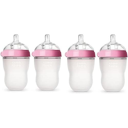 Comotomo Natural Feel 8oz. Bottle, 4 Pack - Pink