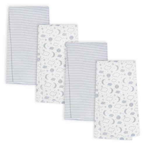 Gerber® 4-Pack Clouds Organic Cotton Flannel Blankets in Grey