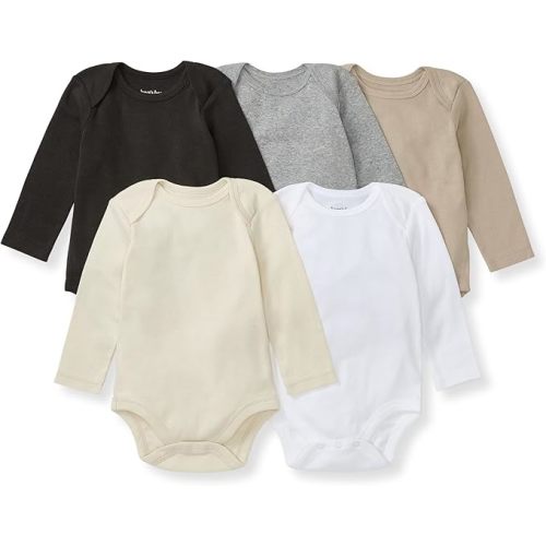 Burt's Bees Baby Long Sleeve Bodysuits, 3 to 6 months