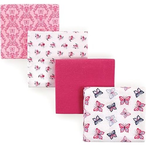 Hudson Baby Unisex Baby Cotton Flannel Receiving Blankets, Butterflies, One Size