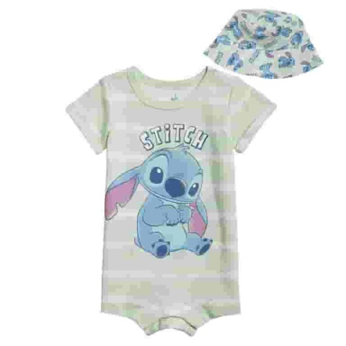 Disney Lilo & Stitch Newborn Baby Boys Romper and Hat Newborn to Infant