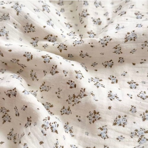 BuLuTu Vintage Blue Floral Muslin Toddler Blanket, 100% Cotton Large Baby Quilt 47x51 Inch, Chic Shabby Plumbago Flower Pattern Swaddling Blankets for Girls Boys, Nursery Decor