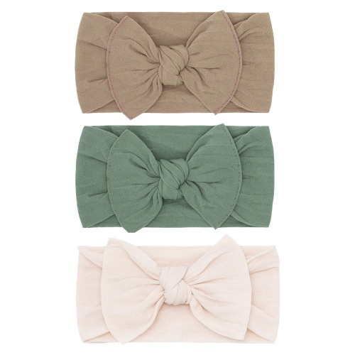 Baby Bling Bow Stretch Headband, Oak/ Sage/ Oatmeal