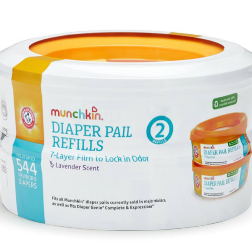 Munchkin® Arm & Hammer Diaper Pail Refill Rings, Holds up to 544 Newborn Diapers, 2 Pack