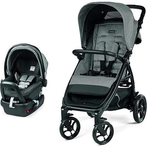 Peg Perego Booklet 50 Travel System - Includes Booklet 50 Baby Stroller and The Primo Viaggio 4-35 Infant Car Seat - Made in Italy - Atmosphere (Grey)