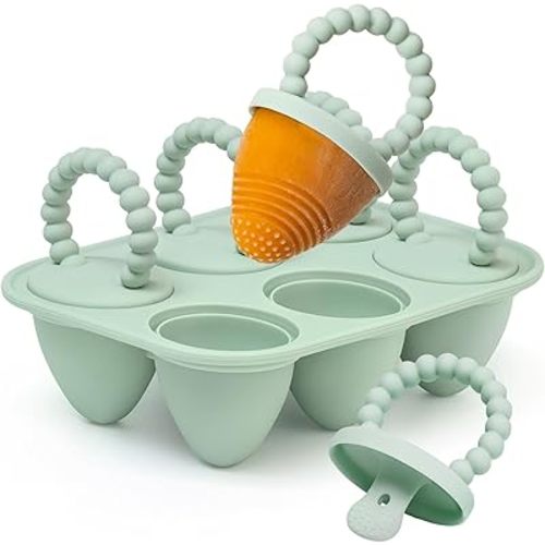 Moldes de silicona para paletas de bebé con palitos, moldes de 6 cavidades para bebés de leche materna para alivio de la dentición, máquina de golosinas congeladas, molde para hacer paletas de hielo