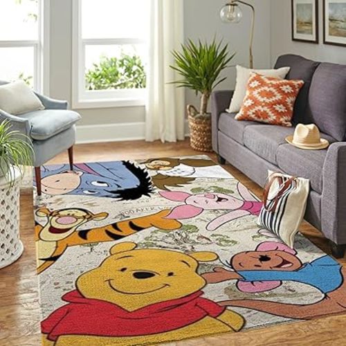 The Pooh Area Rug, Cartoon Bear Carpet – Cute Soft Rug for Nursery or Playroom, Rug for Kidroom Decor (48 x 72 inches)