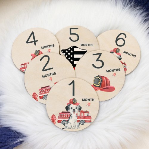Fireman Milestone Cards, Baby Milestone Fire Truck Cards, Wood Milestone Card, Baby Milestones, Photo Prop, Fire Fighter Milestone Cards B64