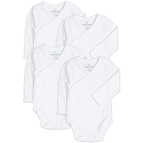 Baby Side Snap Kimono Bodysuit Set, Mitten Cuffs, 100% Cotton, Boy Girl, 4 Pack