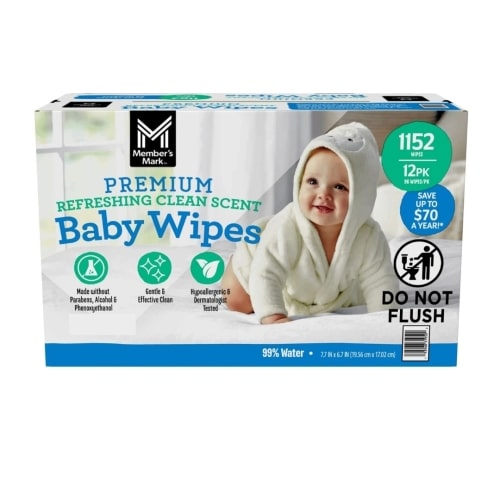 Member's Mark Premium Baby Wipes, Refreshing Clean Scent, 12 pk., 1152 Wipes - Sam's Club