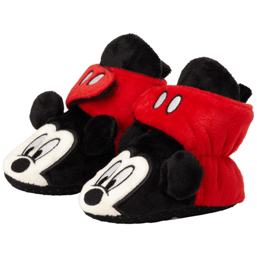 Disney Baby Boys' Mickey Mouse Booties - Soft Fleece Slipper Socks (Newborn/Infant)