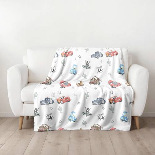 Personalized Route 66 Cars Velveteen Plush Blanket, Kids blanket, Lightning McQueen Blanket, Nursery Decor