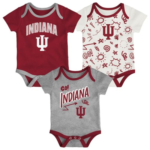 Indiana Hoosiers Outerstuff Newborn & Infant Three-Pack All Day Play Bodysuit Set