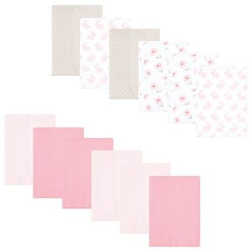 Luvable Friends Hudson Baby Flannel Burp Cloths 12pk, Sweet Honeycomb Pink