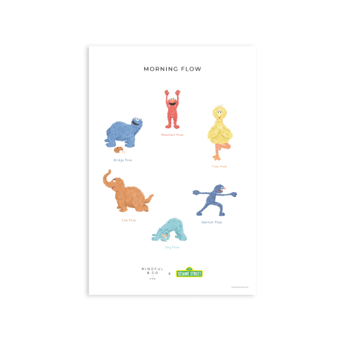 Sesame Street Yoga Poster for Kids – Double-Sided Mindfulness & Movement Chart