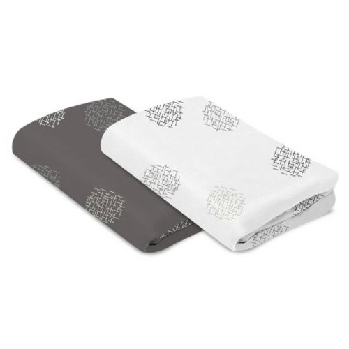 4moms Breeze Playard Sheet - White/Gray Cotton 2pk