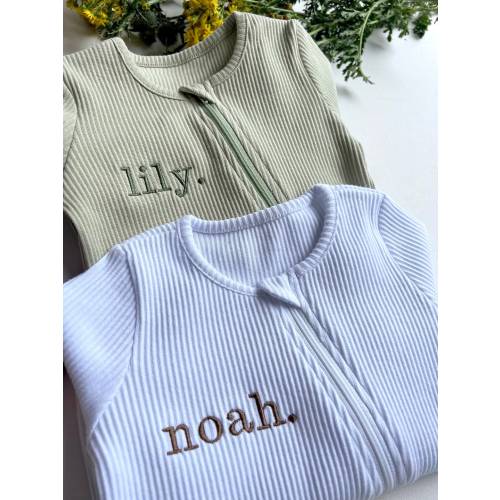 Personalised Gift Baby Zip Romper | Embroidered Baby Grow Newborn Essentials, Personalized kids clothing, Custom New Baby Gift, Baby Clothes