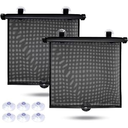 EcoNour Car Window Shades for Baby (2 Pack) - Upgraded | Car Shades for Side Window | Comes with Enhanced Suction Cups & Large Clips for Durability | Baby Car Accessories (18" x 20")